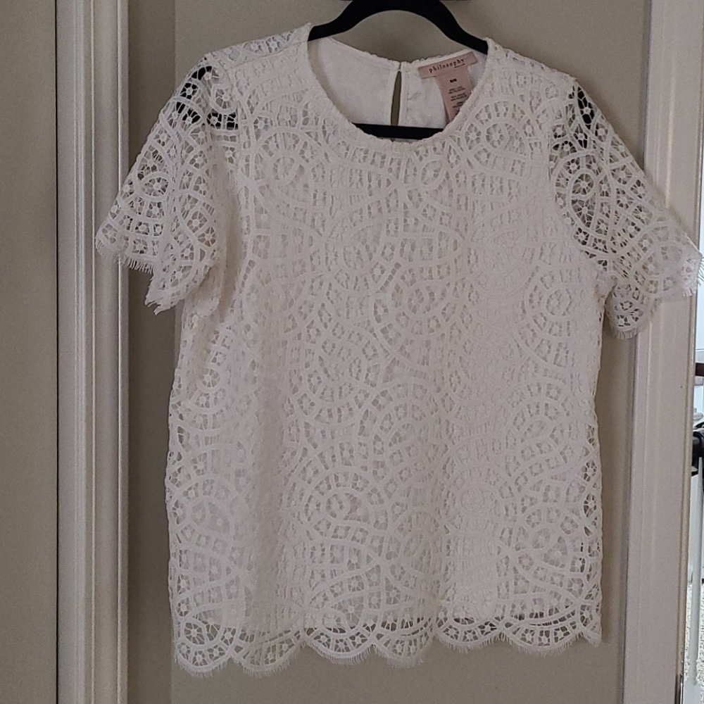 Philosophy white lace overlay top medium